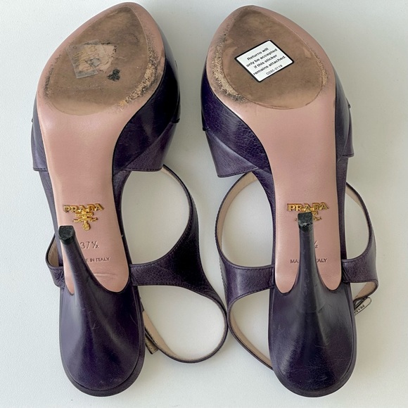 Prada Leather Cutout Accent Slingback Heels Size 7.5 👠 - Picture 9 of 12